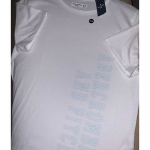 Abercrombie Kids white T with light blue writing